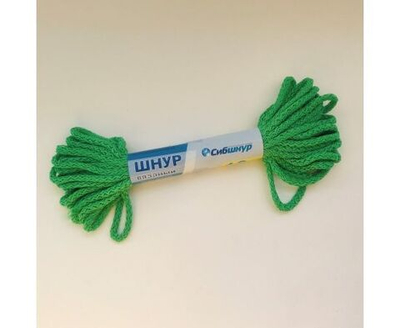 Шнур (веревка) полипропилен вязаный d 4мм, 20м, без сердечника, цветной, Сибшнур