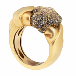 Кольцо с Белыми, Черными и Шампань Бриллиантами, R0132-2/6