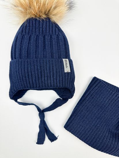Шапка зимняя со снудом, Темно-синяя