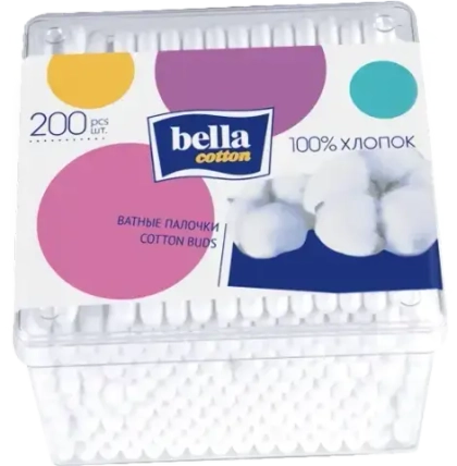 Bella cotton палочки ватные 200 шт./коробка