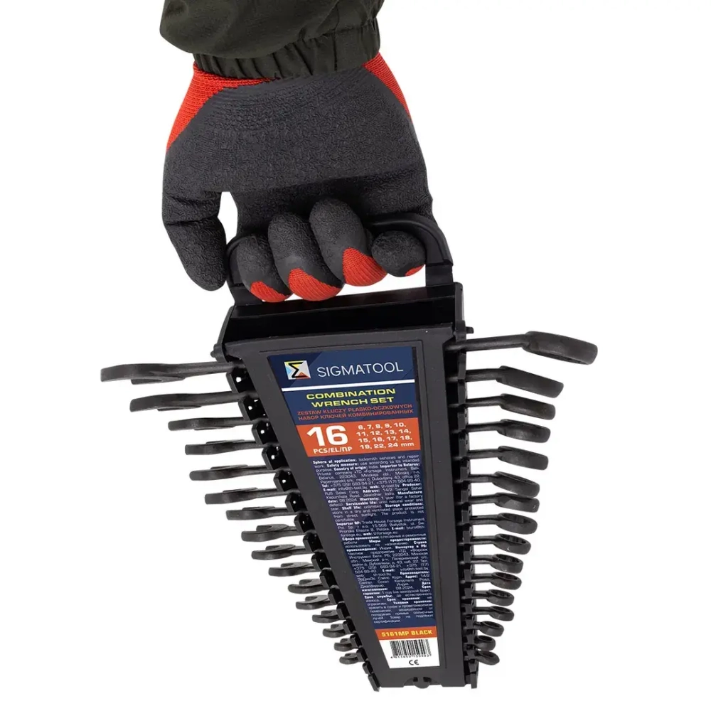 Ключи комбинированные, набор 16пр. (6-19, 22, 24мм) SIGMATOOL Sigmatool-5161MP BLACK