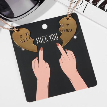 Кулоны "Неразлучники" сердце стервы, цвет чёрный в золоте, 45 см