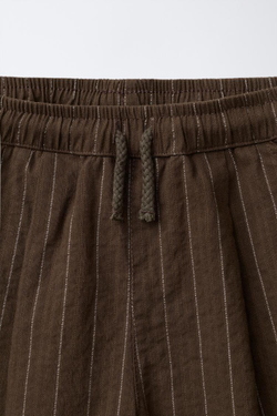 ZARA БРЮКИ В ПОЛОСКУ, КОРИЧНЕВЫЙ