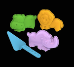 Формочки (3 шт) Лев, носорог, бегемот с мастерком (Нордпласт)