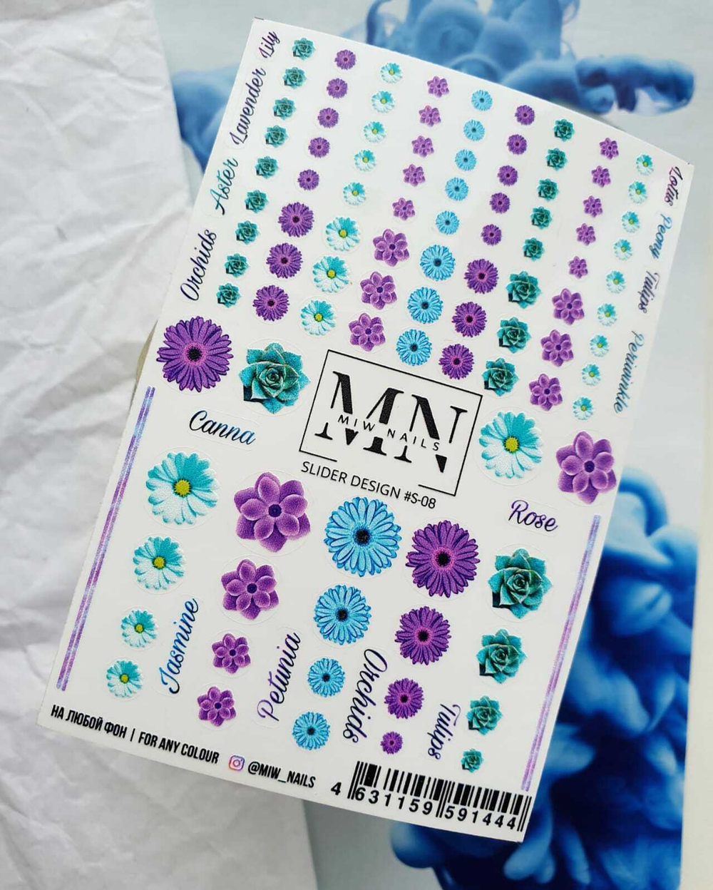 MIW Nails Слайдер-дизайн Цветы, S-08