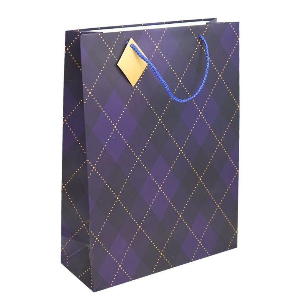 Пакет подарочный "Синяя клетка"  31*12*42 см