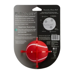 Playology squeaky chew ball хрустящий жевательный мяч для собак с пищалкой и с ароматом говядины, 6 см, красный