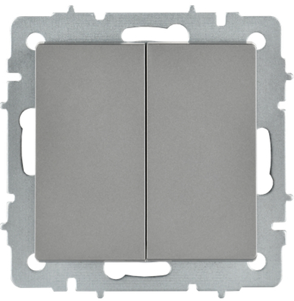 BRITE Выключатель 2-клавишный перекрестный 10А ВС10-2-3-БрС сталь IEK