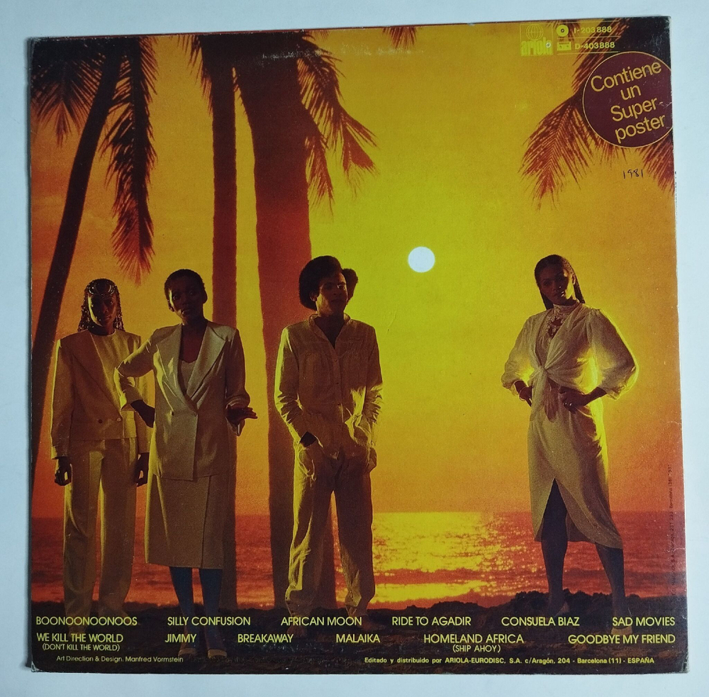 Винтажная виниловая пластинка LP Boney M. Boonoonoonoos (Spain 1981) (Poster)