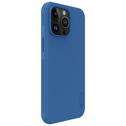 Усиленный противоударный чехол синего цвета от Nillkin для iPhone 15 Pro Max, серия Super Frosted Shield Pro