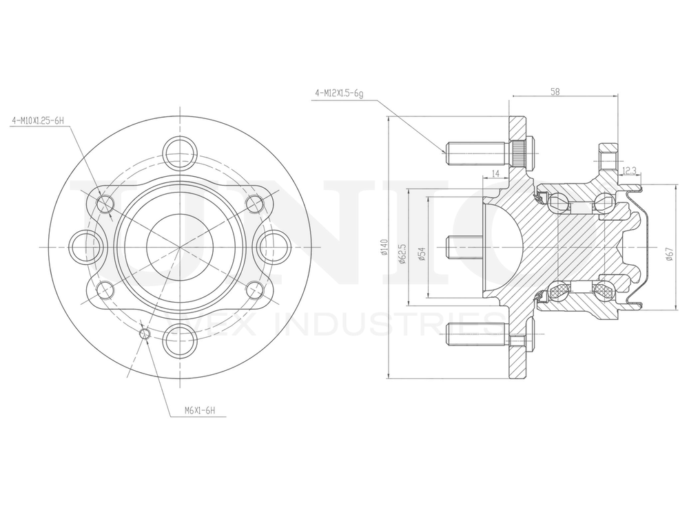 Ступица задняя (без ABS) UNIO HUB-20203