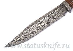 Нож ШУТ авторская работа Скримшоу Игорь Гулин Бивень Мамонта Мозаичный дамаскфотография - 3