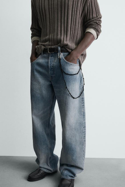 ZARA ДЖИНСЫ BAGGY FIT, СИНИЙ/ИНДИГО