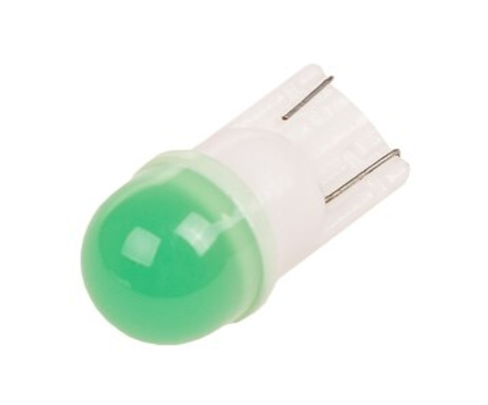Лампа светодиодная T10 12V 1 SMD диод без цок 1-конт керамика Зеленая 2 шт SKYWAY Стопы, задн, против