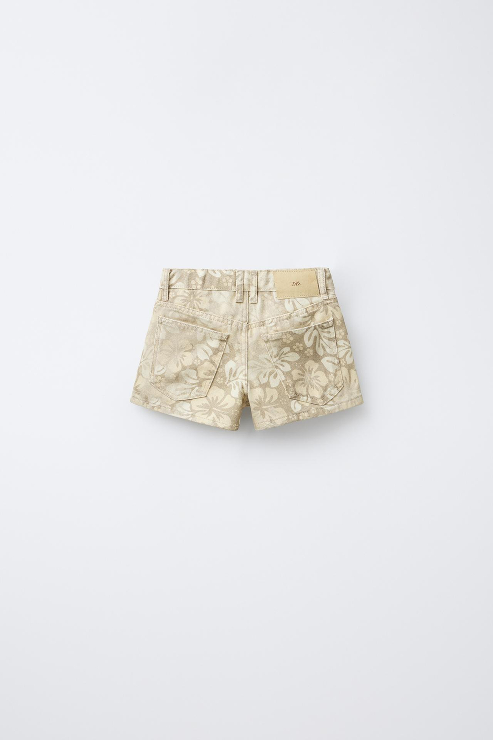 ZARA ДЖИНСОВЫЕ ШОРТЫ С ПРИНТОМ «ЛИСТЬЯ», ЖЕЛТЫЙ