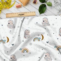 Ткань ниагара динозаврики в облаках