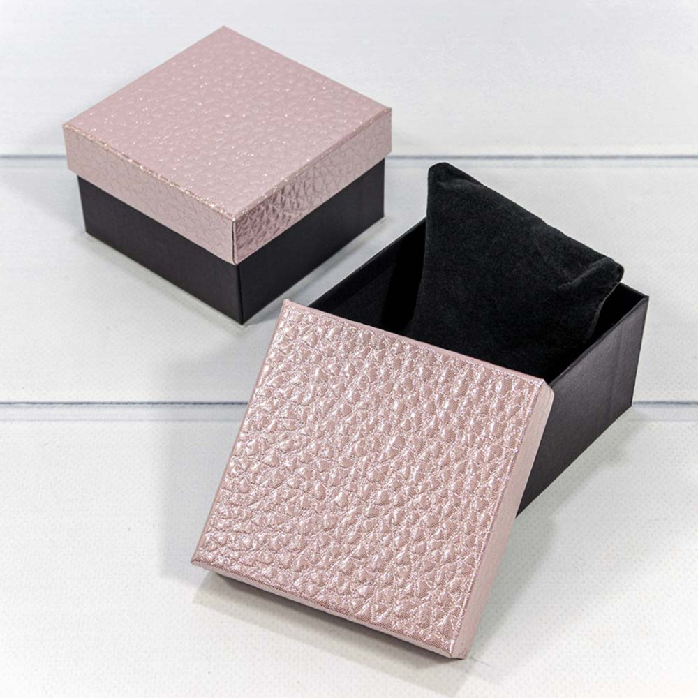 Коробка Ювелирная 9х9х5.5 см Набор 2 шт "Кожа крокодила" (Розовый)