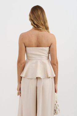 Топ с баской из вискозы жемчужного цвета