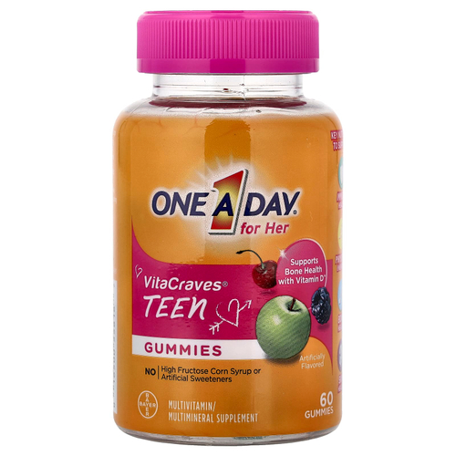 One-A-Day, For Her, подростковые жевательные таблетки VitaCraves®, 60 жевательных конфет