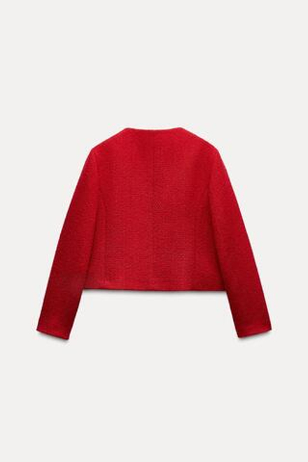 ZARA БЛЕЙЗЕР С РЕЛЬЕФНЫМ УЗОРОМ И ЗОЛОТИСТЫМИ ПУГОВИЦАМИ, КРАСНЫЙ