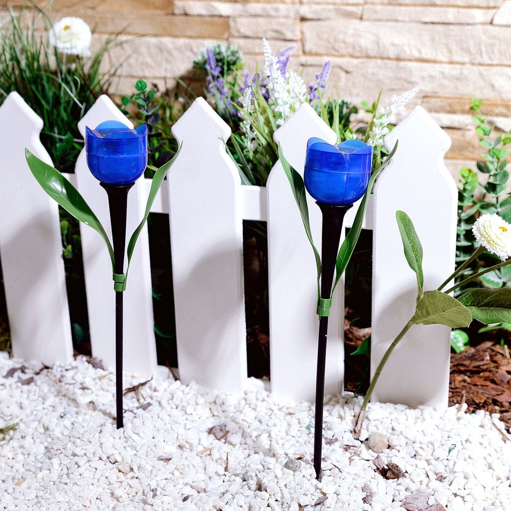 USL-C-454-PT305 BLUE TULIP Садовый светильник на солнечной батарее Синий тюльпан. Белый свет. 1xLR аккумулятор в-к. IP44. TM Uniel.