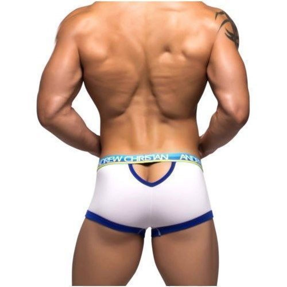 Мужские трусы боксеры белые Andrew Christian 9653 Werkin Boxer Show it  AC9653