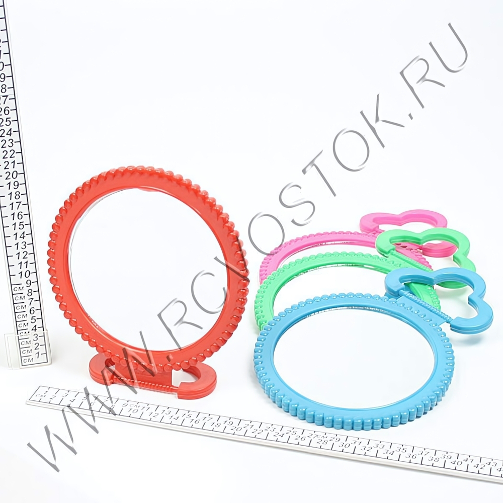 Зеркало настольное в пластиковой оправе «Бусинки» круг, подвесное d-15см