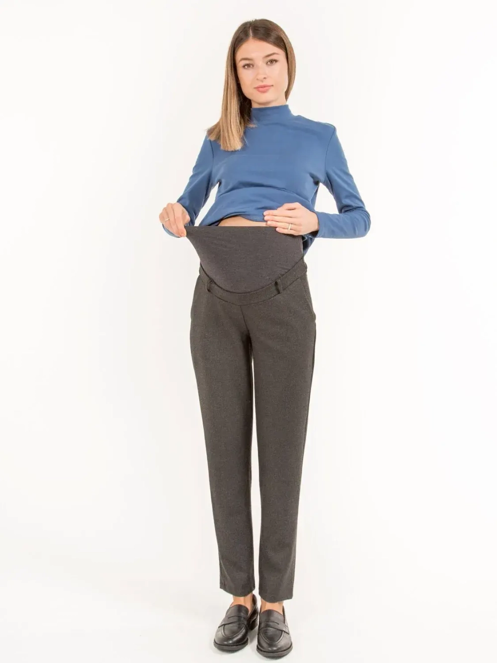 Брюки для беременных из костюмной фланели графит 3140