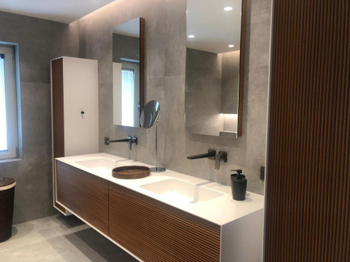 Armadi Art MINIMAL 220 массив Абачи (AYOUS WOOD)+ 6mm WHITE ACRILIC 2 ящика