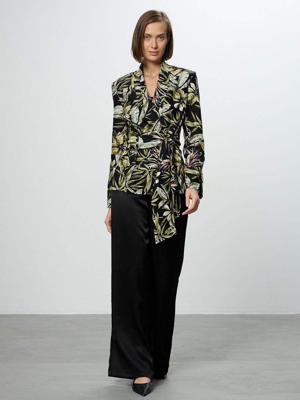 Жакет приталенный ПРИНТ лён