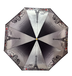 Зонт женский складной супер-автомат набивной "ФОТОСАТИН", расцветка - города  ("Три слона" - арт. L3835-А)