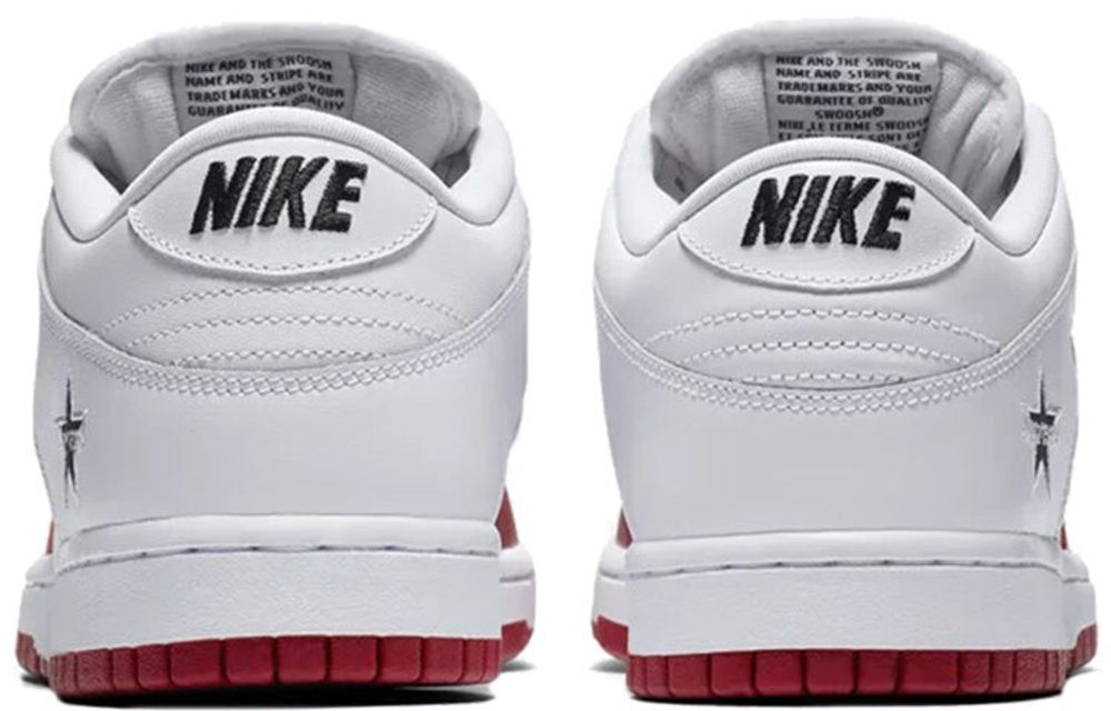 Supreme x Nike Dunk SB cowhide wear-resistant low-top sneakers for men and women with the same white and red