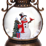 Сувенир с подсветкой «Веселый снеговик» 10,5*10,5*20 см (работает от 3*АА и USB+музыка, подсветка)