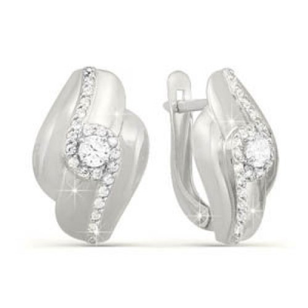 Серьги из серебра с фианитами