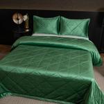 Велюровое покрывало в клетку с наволочками OVL049