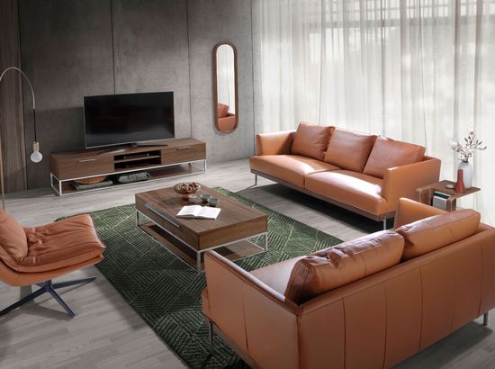 Журнальный стол 2114/MH1502A из ореха и хромированной стали