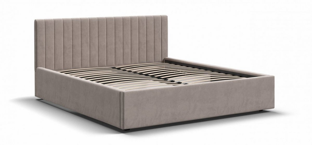 Ронда Кровать+ПМ 160 Велюр Монолит латте