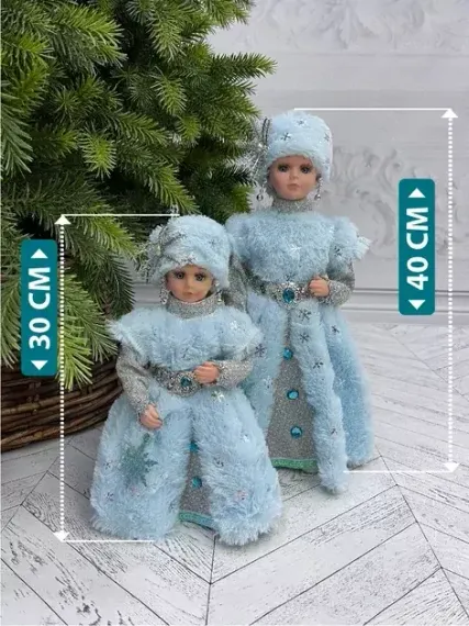 Снегурочка под елку в голубой шубе со снежинкой и голубой шапке 40 см., Christmas DeLuxe (86288)