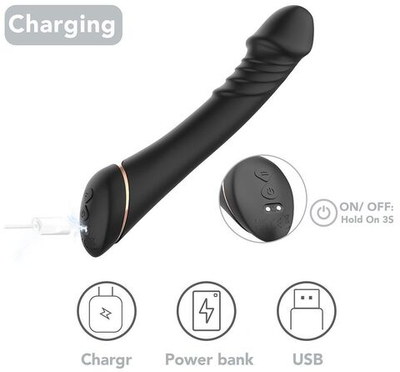 Черный вибратор для G-точки Hancock - 20,4 см (Цвет: черный)