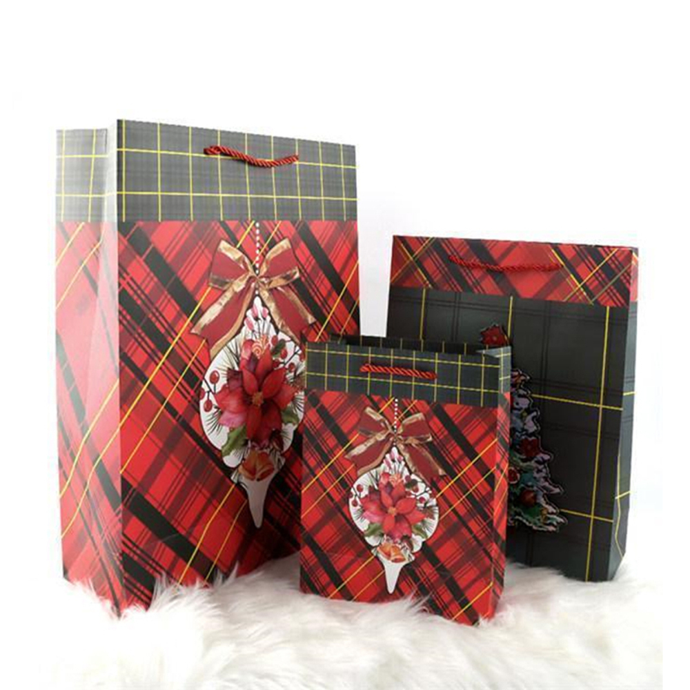 пакет 31 х 42 х 12 подарочный 2шт новогодний (зеленый, красный)