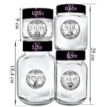 Набор стеклянных банок для продуктов 4шт, (0,35л, 0,65л, 0,9л, 1,5л) «Соль, чай, крупа, сахар»