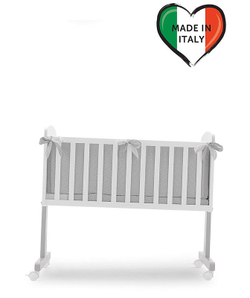 Колыбель Erbesi Ninna и комплект постельного белья Stelline Звездочки белый/серый