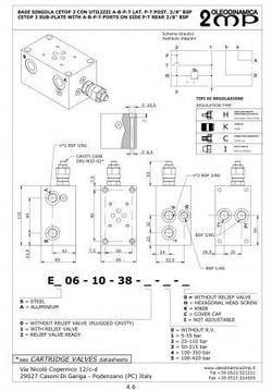 Плита монтажная EA06-10-38-1-4-H NG6 CETOP 3 для ВЕ6 одноместная с клапаном предохранительным
