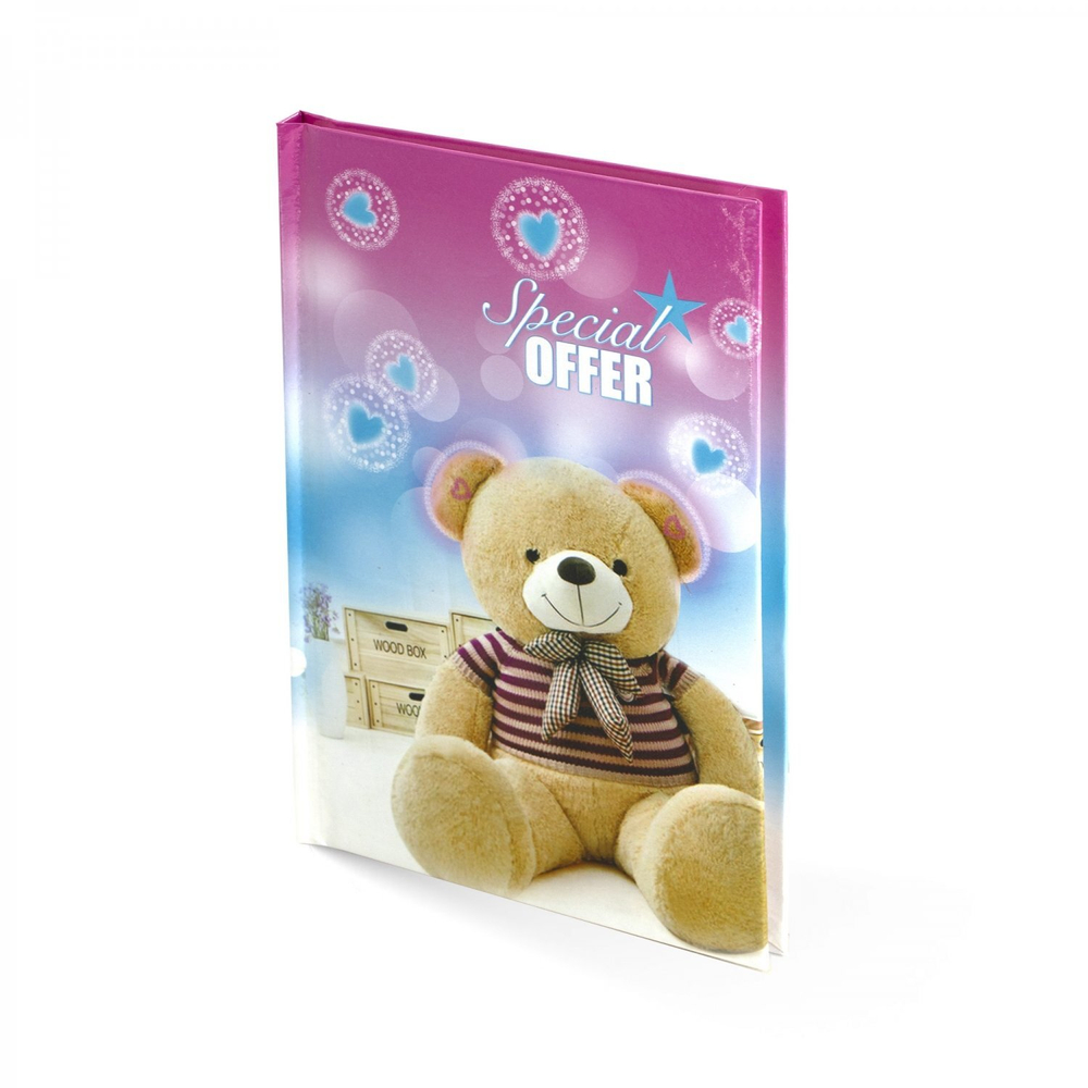 Блокнот в футляре, 14,5 см * 20,5 см, 7БЦ, Alingar, ламинация, замочек, вн.блок с дизайном, в линию, 45 л., "Медвежонок", коричневый