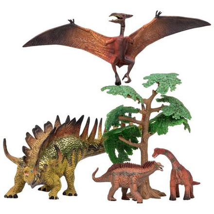 Набор фигурок серии "Мир динозавров": птеродактиль, кентрозавр, диплодок, амаргазавр, дерево