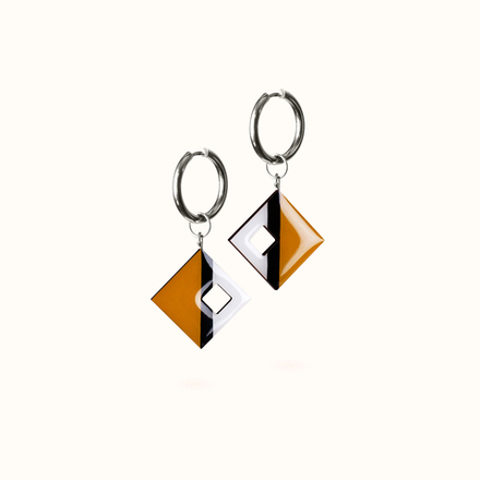 Серьги - Конго с Подвесками - Авангард Охра/Брызги