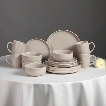 MILLIMI Набор стол.посуды 16пр(тар26см*4, тар20см*4, салатн14см*4, кружка340мл*4) керамика, бежевый
