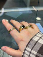 Перстень с черным фианитом