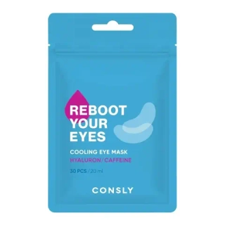 Тканевые патчи с кофеином CONSLY Eyes Reboot Hyaluronic Acid&Caffeine Cooling Eye Mask 30 шт