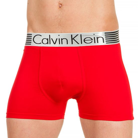 Трусы мужские боксеры красные с серебристой резинкой Calvin Klein (хлопок)